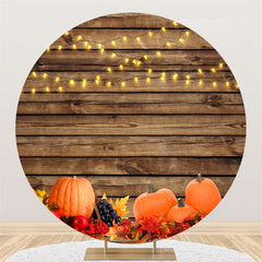 Lofaris Glitter Light Pumpkin Wood Birthday Circle Backdrop