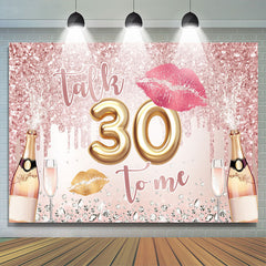 Lofaris Glitter Lips And Champagne Happy 30Th Birthday Backdrop