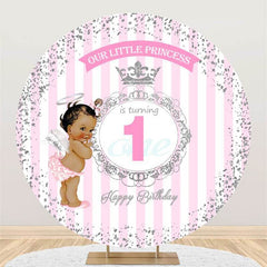 Lofaris Glitter Little Princess Round 1st Birthday Backdrop