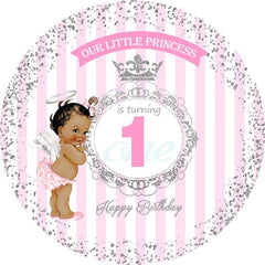 Lofaris Glitter Little Princess Round 1st Birthday Backdrop