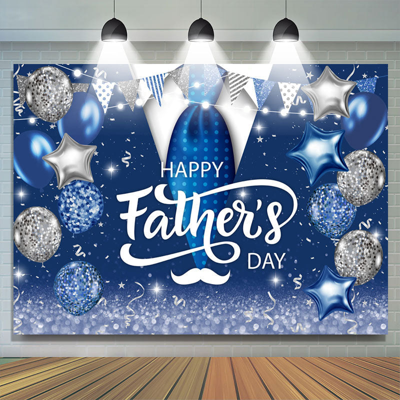 Glitter Navy Blue Balloons Happy Fathers Day Backdrop - Lofaris