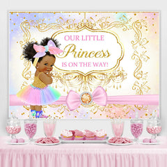 Lofaris Glitter Pink Bow Princess Baby Shower Backdrop For Girl