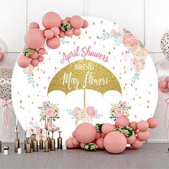 Lofaris Glitter Rain Flower Round Backdrop For Baby Shower