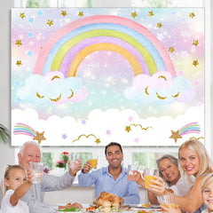 Lofaris Glitter Rainbow Cloud Girls Baby Shower Backdrop