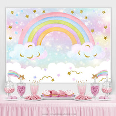 Lofaris Glitter Rainbow Cloud Girls Baby Shower Backdrop