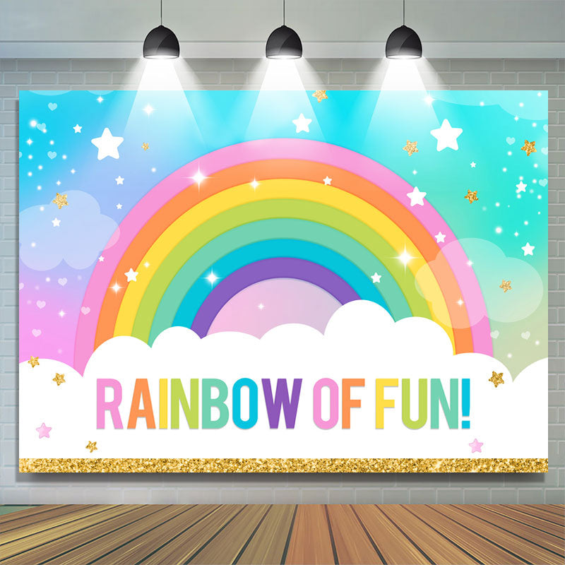 Lofaris Glitter Rainbow Of Fun With Stars Birthday Backdrop