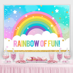 Lofaris Glitter Rainbow Of Fun With Stars Birthday Backdrop