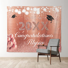 Lofaris Glitter Rose Gold Balloon Graduation Party Backdrop