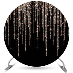 Lofaris Glitter Rose Gold Black Happy Birthday Circle Backdrop