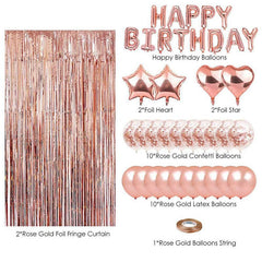 Lofaris Glitter Rose Gold Happy Birthday Balloons Decoration