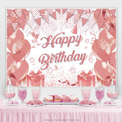 Lofaris Glitter Rose Pink Balloon Spark Birthday Backdrop