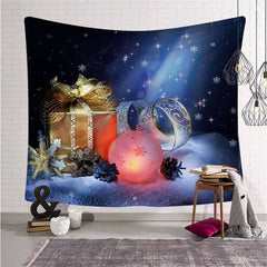 Lofaris Glitter Snow Gift Christmas Landscape Wall Tapestry