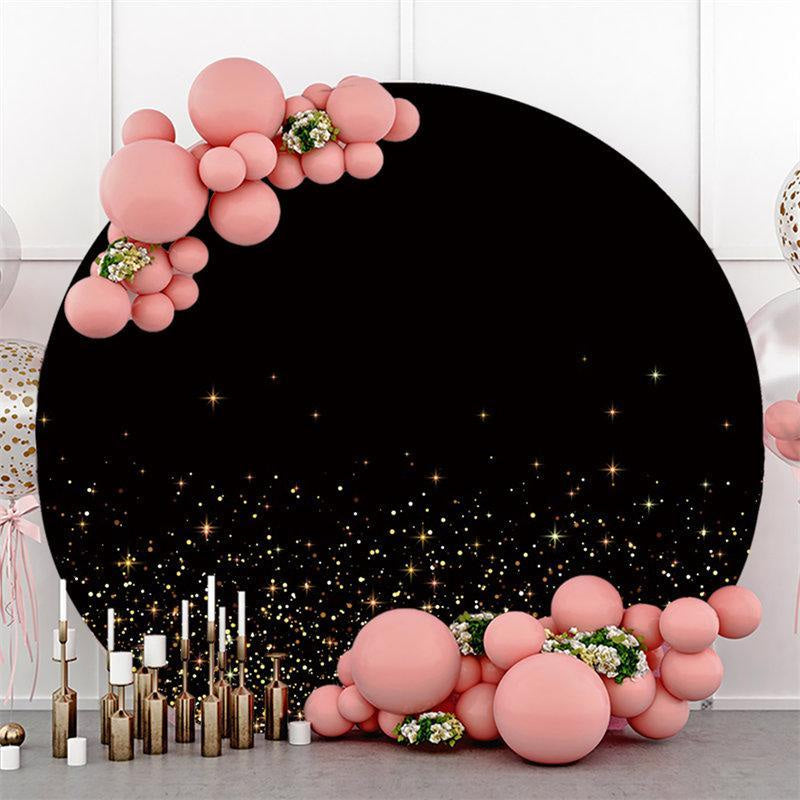 Lofaris Glitter Star And Black Round Happy Birthday Backdrop