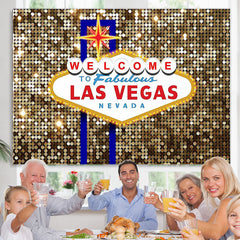 Lofaris Glitter Welcome To Las Vegas Fabulous Night Birthday Backdrop