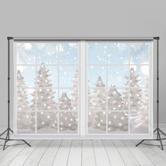 Lofaris Glitter White Snowy Winter Backdrop for Christmas Party