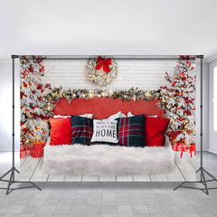 Lofaris Glitter Wreath Tree And Pillows Christmas Backdrop