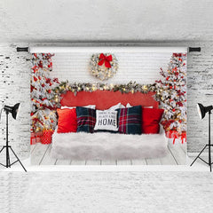 Lofaris Glitter Wreath Tree And Pillows Christmas Backdrop