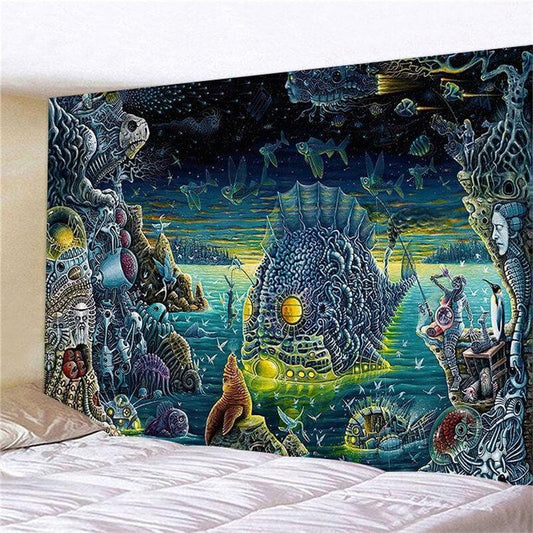 School of Fish 3D Tapestry Ocean Tapestry Wall Hangings School of