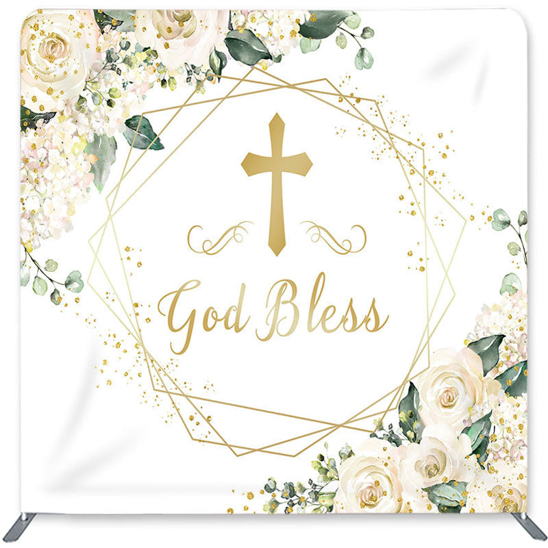 God Bless Flower Fabric Backdrop Cover For Wedding - Lofaris