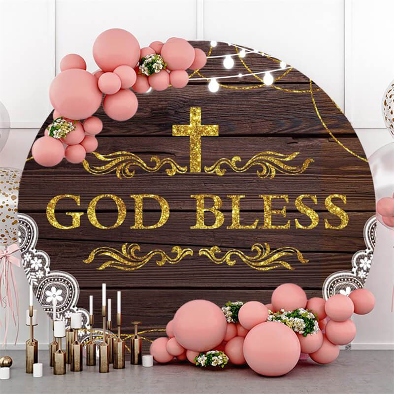 Lofaris God Bless With Wooden Round Backdrop For Decoration