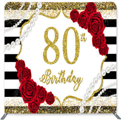 Lofaris Gold 80th Birthday Double-Sided Backdrop for Party