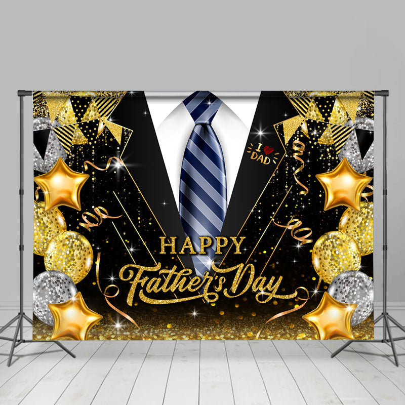 Lofaris Gold And Black Bow Ties Happy Fathers Day Backdrop