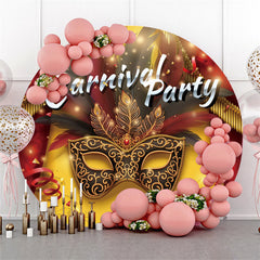 Lofaris Gold And Black Festher Mask Round Carnival Party Backdrop