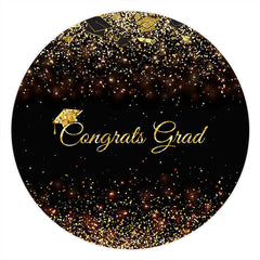 Lofaris Gold And Black Glitter Congrats Grad Round Backdrop