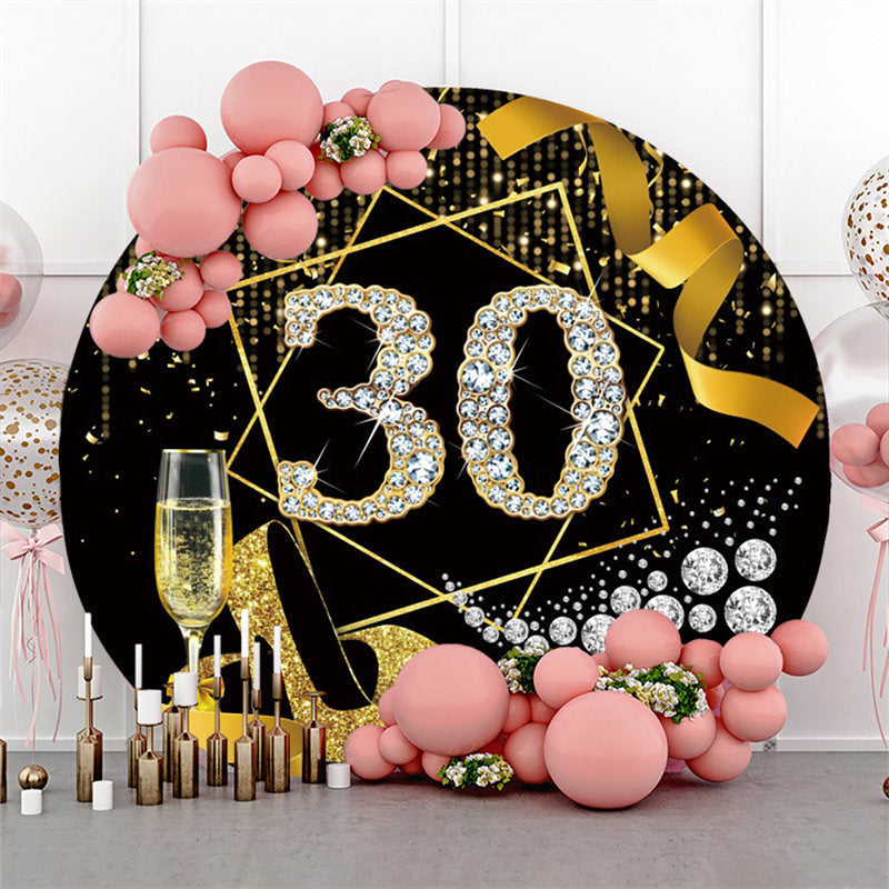 Lofaris Gold And Black Glitter Heels Happy 30th Birthday Backdrop