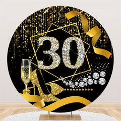 Lofaris Gold And Black Glitter Heels Happy 30th Birthday Backdrop