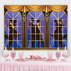 Lofaris Gold And Black Window Birthday Dance Party Backdrop