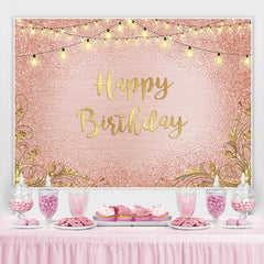 Lofaris Gold and Pink Bokeh Gorgeous Happy Birthday Backdrop