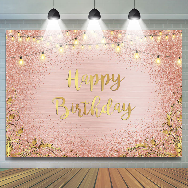 Lofaris Gold and Pink Bokeh Gorgeous Happy Birthday Backdrop