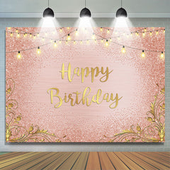 Lofaris Gold and Pink Bokeh Gorgeous Happy Birthday Backdrop