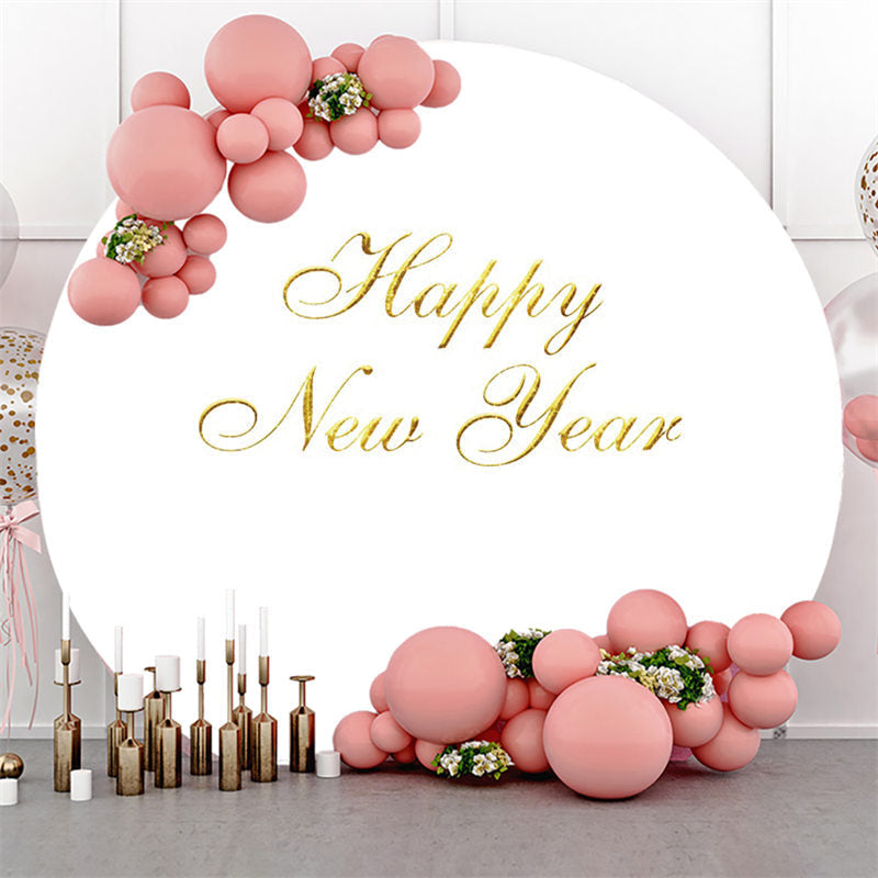 Lofaris Gold And White Happy New Year Circle Backdrop For Party