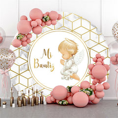 Lofaris Gold Baby Diamond Pattern Shower Round Backdrop