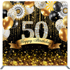 Lofaris Gold Balloons Bokeh Double-Sided Backdrop for Birthday