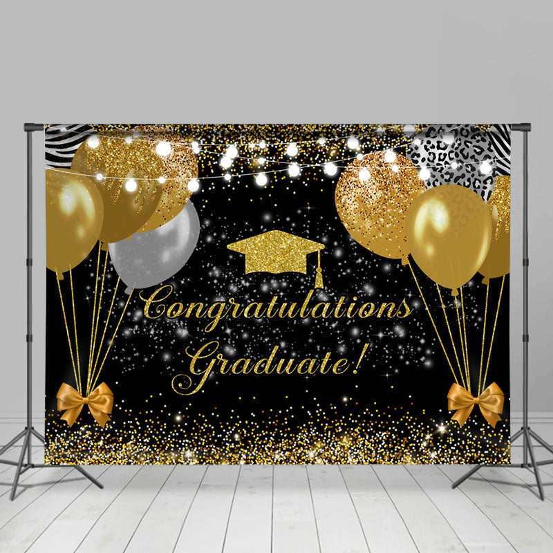 Lofaris Gold Balloons Bow Tie Congrats Grad Party Backdrop