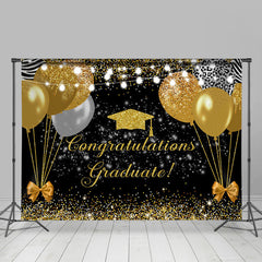 Lofaris Gold Balloons Bow Tie Congrats Grad Party Backdrop