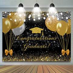 Lofaris Gold Balloons Bow Tie Congrats Grad Party Backdrop