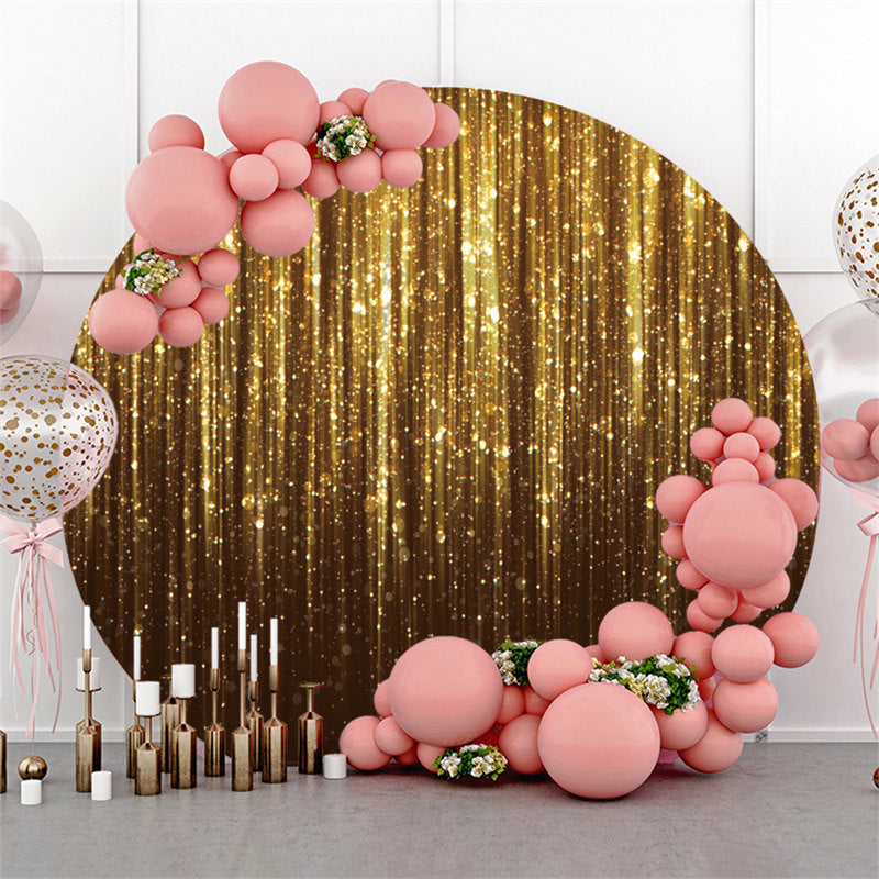 Lofaris Gold Bokeh Glitter Bright Round Happy Birthday Backdrop