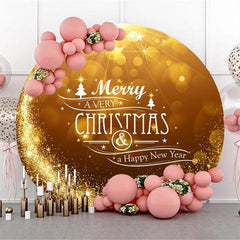 Lofaris Gold Bokeh Glitter Round Chrismas And New Year Backdrop