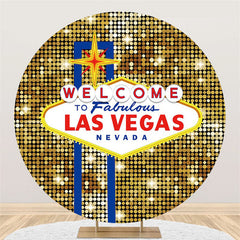 Lofaris Gold Bokeh Spot Welcome Lasvegas Round Decoration Backdrop