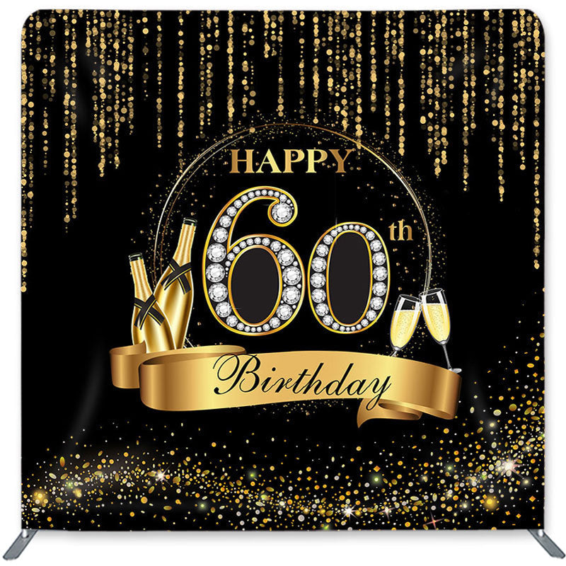 Lofaris Gold Champagne Glitter Double-Sided Backdrop for Birthday