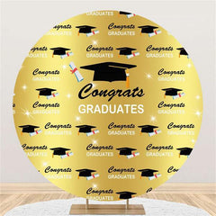 Lofaris Gold Custom Circle Congrats Grad Backdrop Decoration