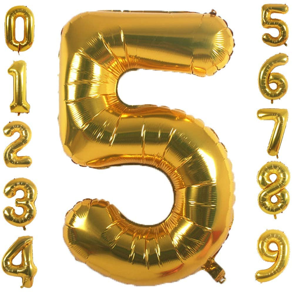 Gold DIY Number Foil Mylar Balloons 40 Inch Party Decoration – Lofaris