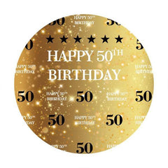 Lofaris Gold Glitter 50th Round Happy Birthday Party Backdrop