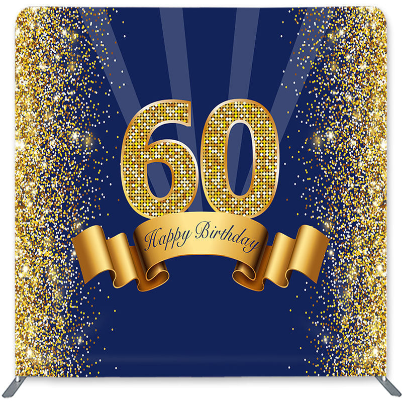 Lofaris Gold Glitter 60 Double-Sided Backdrop for Birthday