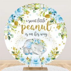 Lofaris Gold Glitter And Blue Little Peanut Baby Shower Backdrop