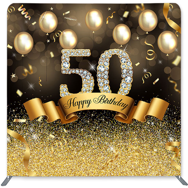 Gold Glitter Balloon Fabric Backdrop Cover for Birthday